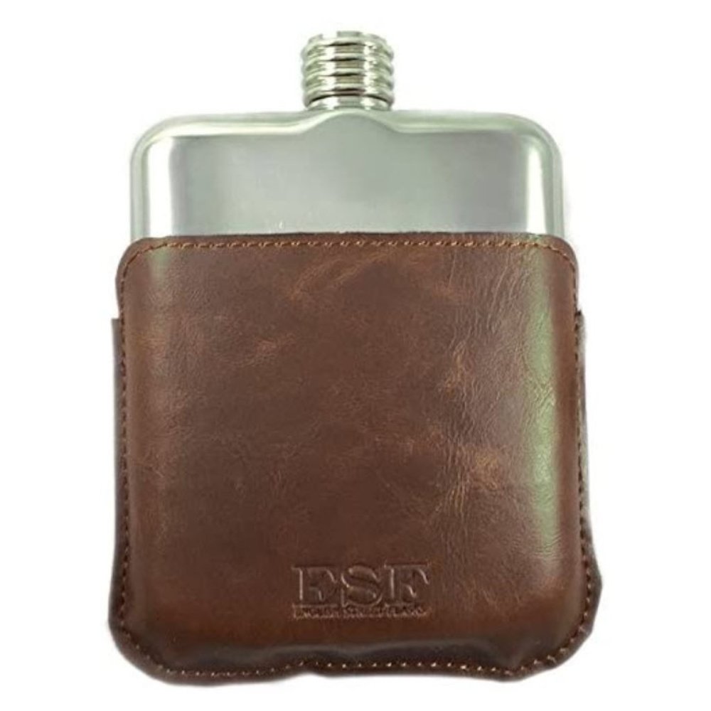 Stainless Steel 6oz Flask in vegan Leather Holster - Picture 2 of 8